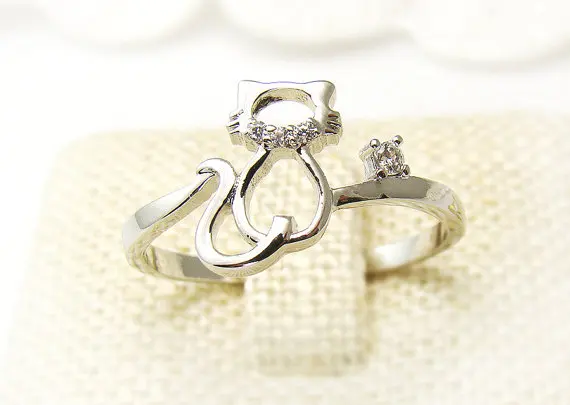 Оптовая продажа кольцо в виде котенка с вырезами животного кристаллами золотым и