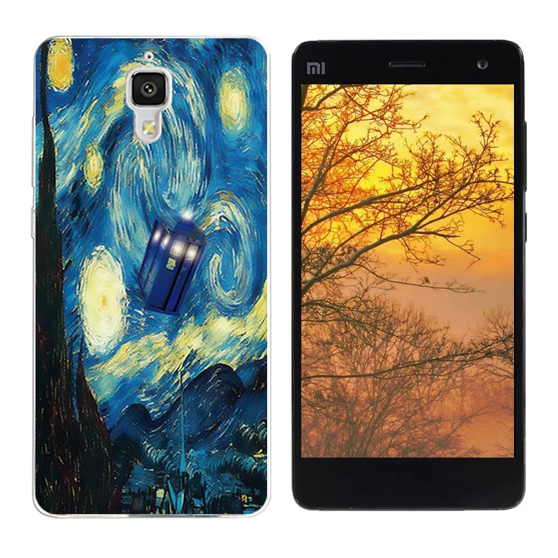 for Xiaomi Mi4 M4 Case Silicone Tpu Mi 4 Soft Back Black Cover Pine Printing Shell |