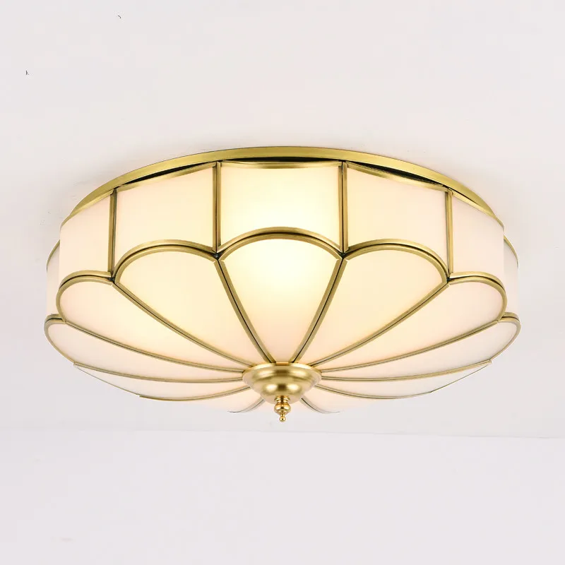 Франция Ретро латунь стекло потолочный светильник для гостиной спальни медная