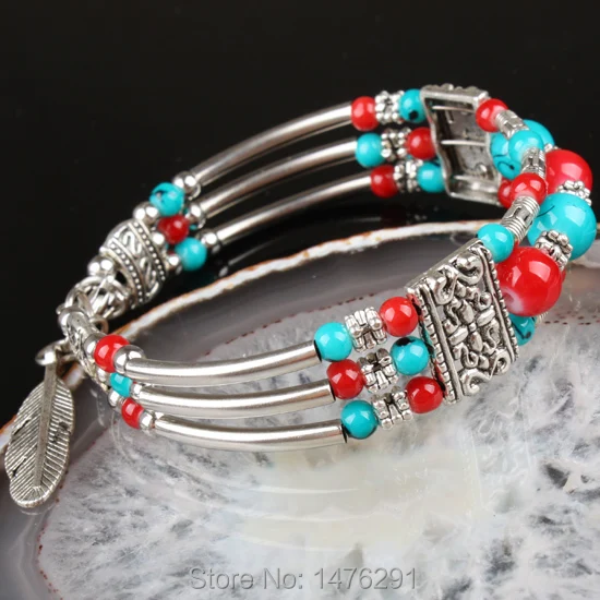 Браслет женский из тибетского серебра со стеклянной планкой 6 5 дюйма | Украшения