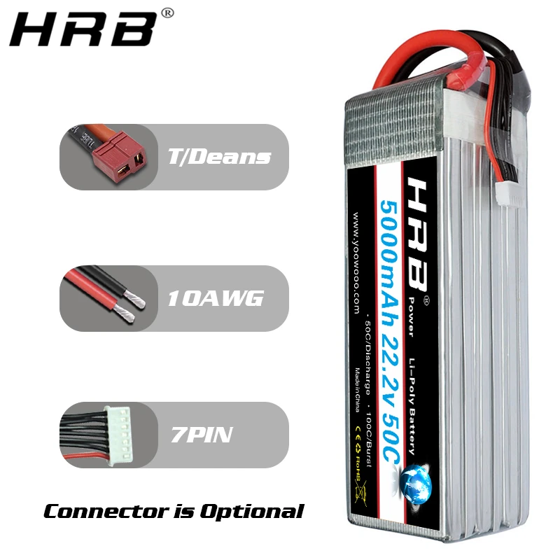HRB 22,2 V 5000mah Lipo 6S батарея EC5 T Deans XT60 TRX XT90 для квадрокоптера FPV самолеты Багги автомобили катамаран лодка RC части 50C