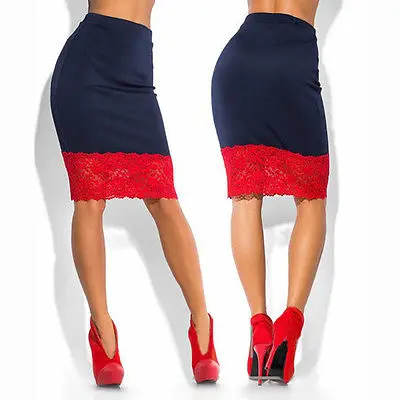 

Mini Skirt Pencil Skirt Red Black Skirt Sexy Women Formal Stretch High Waist Short Lace