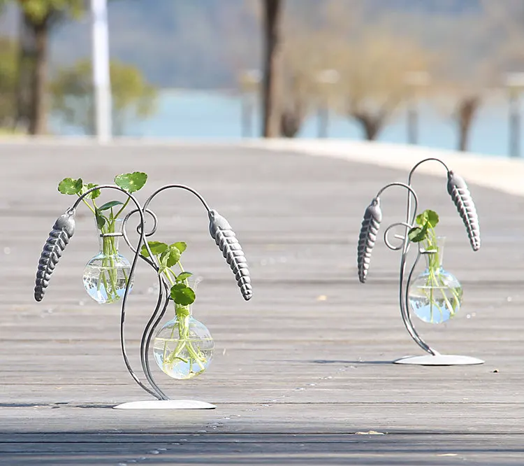 

1PC Vintage Rice Flower Spike Creative Hydroponic Vase Small Fresh Green Glass Bottle Water Plant Container JL 284