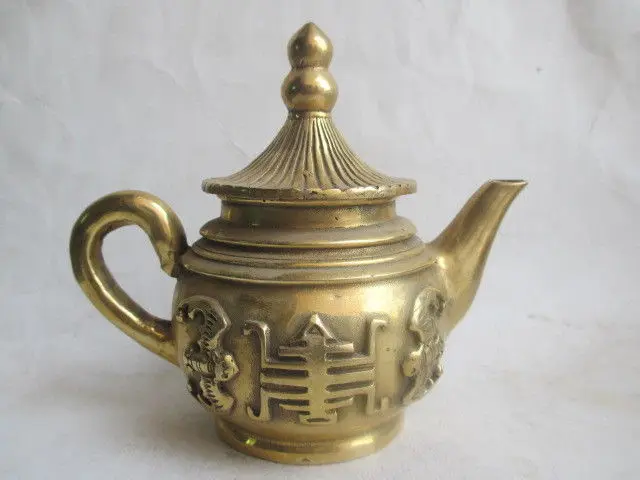 

Древний китайский Цин лет летучих мышей сбора медный чайник