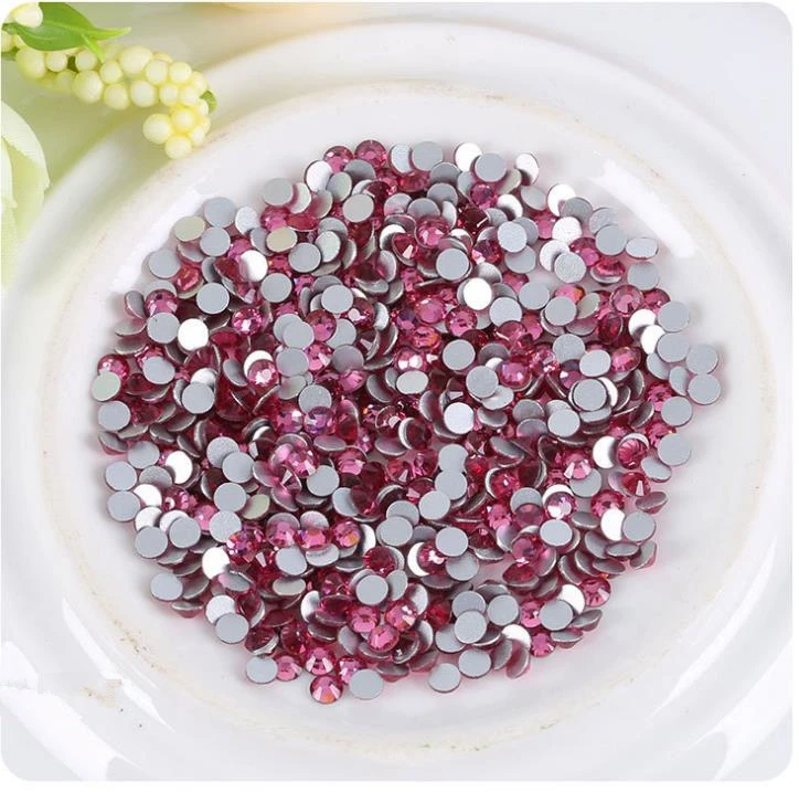

Glue on Rose color Rhinestones ss3-ss30 Flat Back Non HotFix Nail art Rhinestone 3D Glass Nail Art Decorations Mix Rhinestone