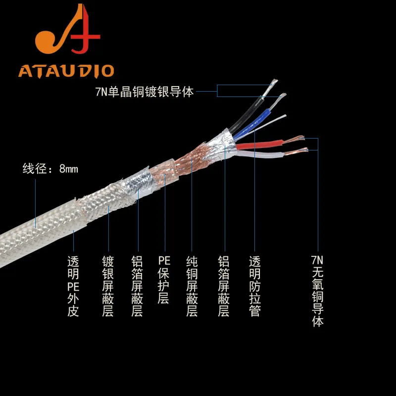 Кабель ATAUDIO Hifi 6 35 мм на RCA высококачественный медный и посеребренный двойной
