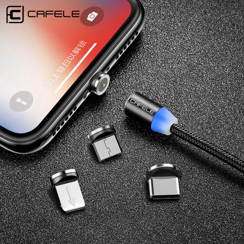 Cafele Магнитный кабель usb type C Micro USB кабель для iPhone X XS MAX XR 8 7 6 S Plus Магнитный usb-кабель Faste зарядный провод type-C