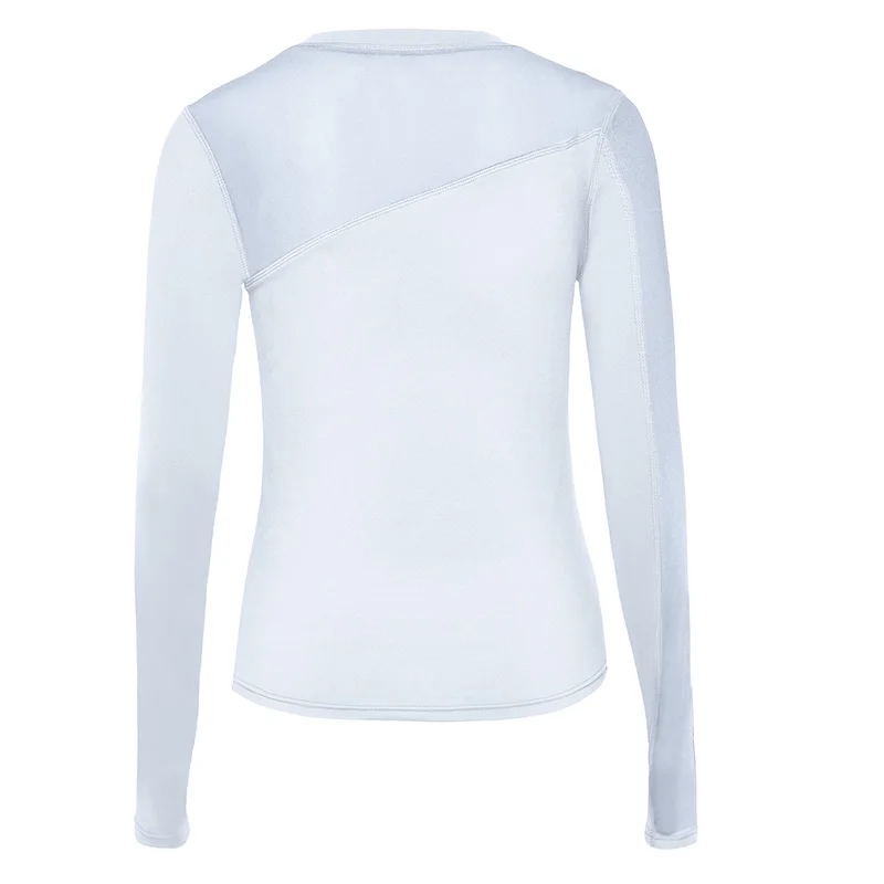 Хит женские топы однотонные с длинными рукавами сетка быстросохнущая эластичная