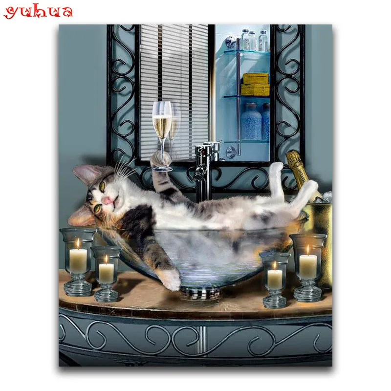 DIY 3D Diamond mosaic Animal kitten Full Square embroidery Cross stitch Cartoon colorful Round painting cat | Дом и сад