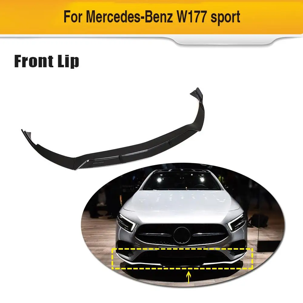 Для W177 авто передний бампер спойлер для Mercedes Benz A Class A180 A200 A45 AMG Sport 2019 Carbon / Black 3