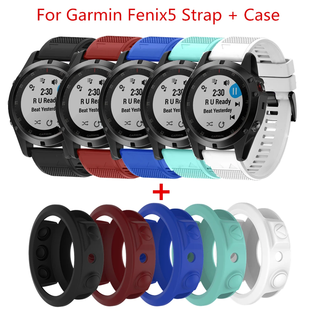 Ремешок на запястье 2 в 1 для Garmin Fenix 5 чехол силиконовый ремешок наручных часов