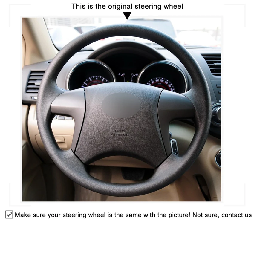 Чехол на руль MEWANT прошитый вручную черный замшевый для Toyota Highlander 2008 2009 2010 2011 2012 2013