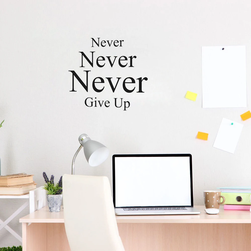 &quotNever Give Up&quot наклейки на стену с цитатой для Спальня Вдохновляющие Слова