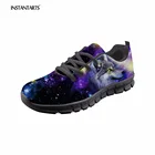 Женские кроссовки INSTANTARTS Galaxy, дышащая обувь на плоской подошве, с рисунком Вселенная, звезда, животное, волк, Лев, Бостон-терьер, весна