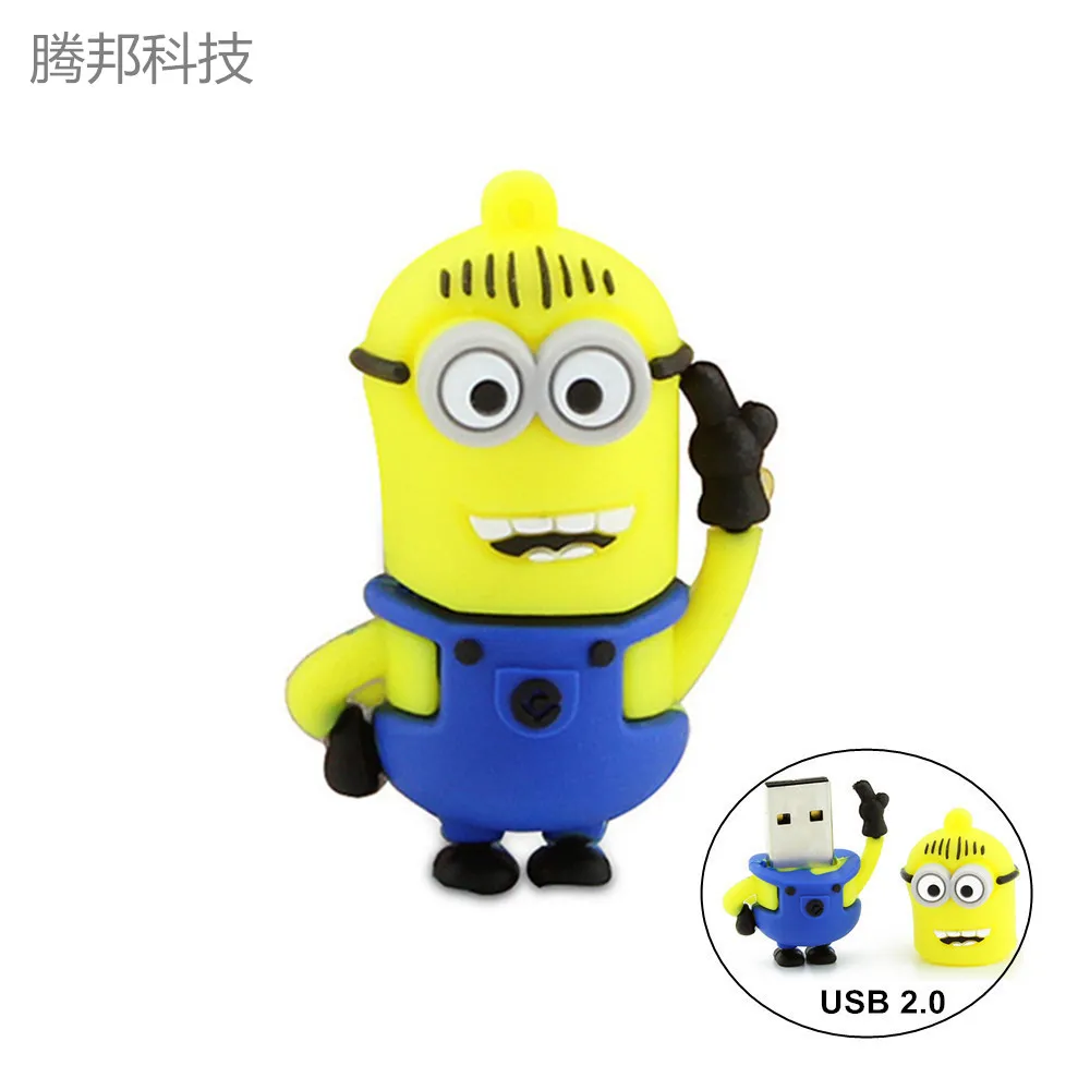 Лидер продаж! Забавный мини usb флеш накопитель милый желтый человек 4 ГБ 8 16 32 64 128
