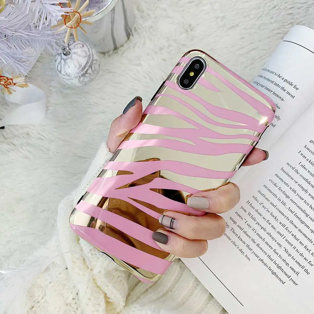 Boucho Zebra Stripes Case For iphone XS MAX XR Colorful Laser Blu-Ray Phone 6 6s 7 8 Plus X Cases Soft Cover |
