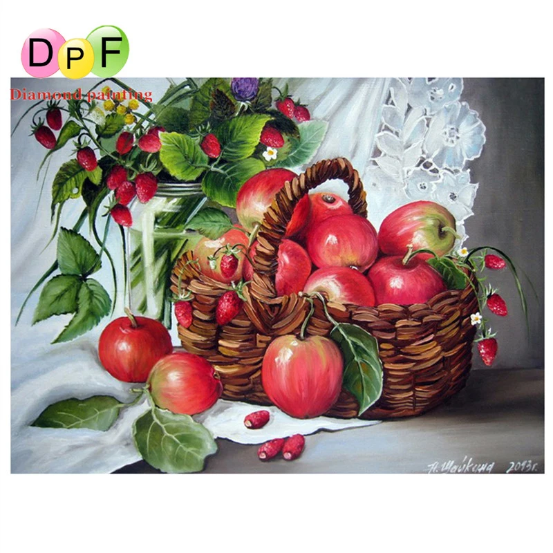 DPF фрукты 5D круглый Алмазная вышивка DIY алмазная живопись цветочным узором и