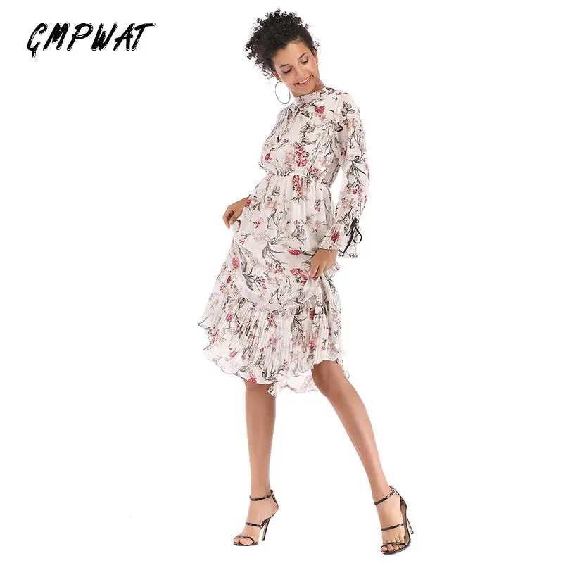 GMPWAT богемное платье с драпировкой и цветочным принтом шифоновая блуза рукавами