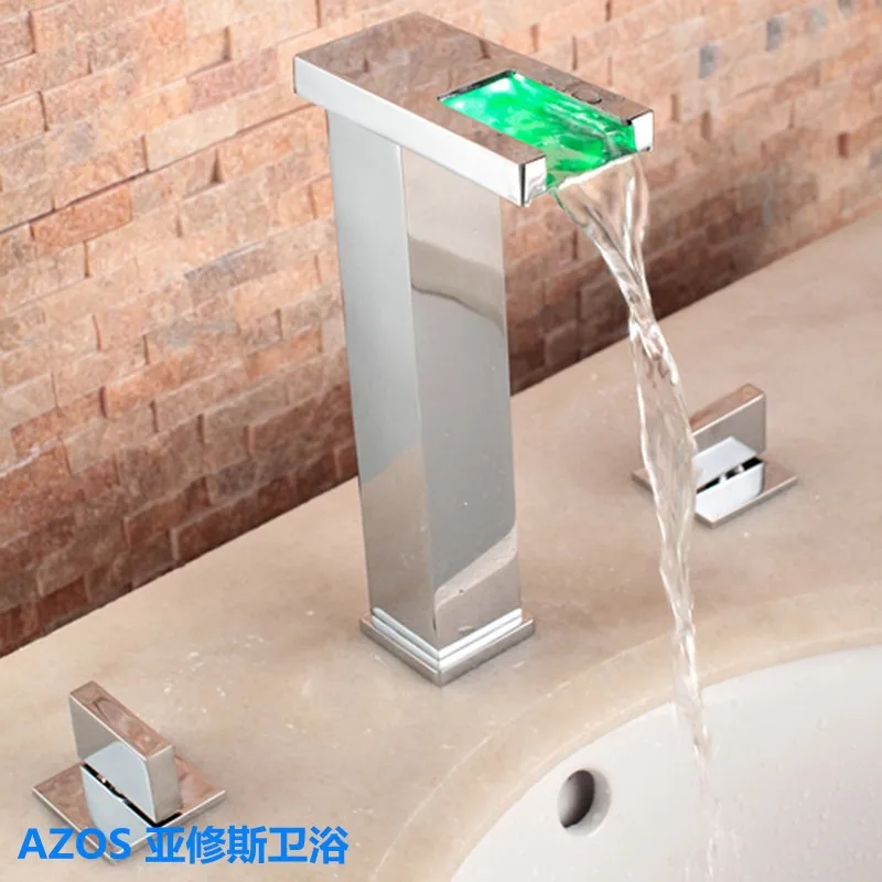 3 цвета светодиодный хромированный Водопад отверстия раковина высокий