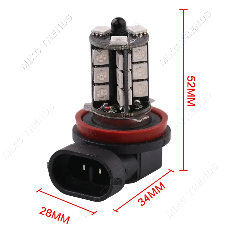 Mixc тенденции 2 шт. H11 rgb Светодиодный лампочки Беспроводной удаленного 5050SMD 27