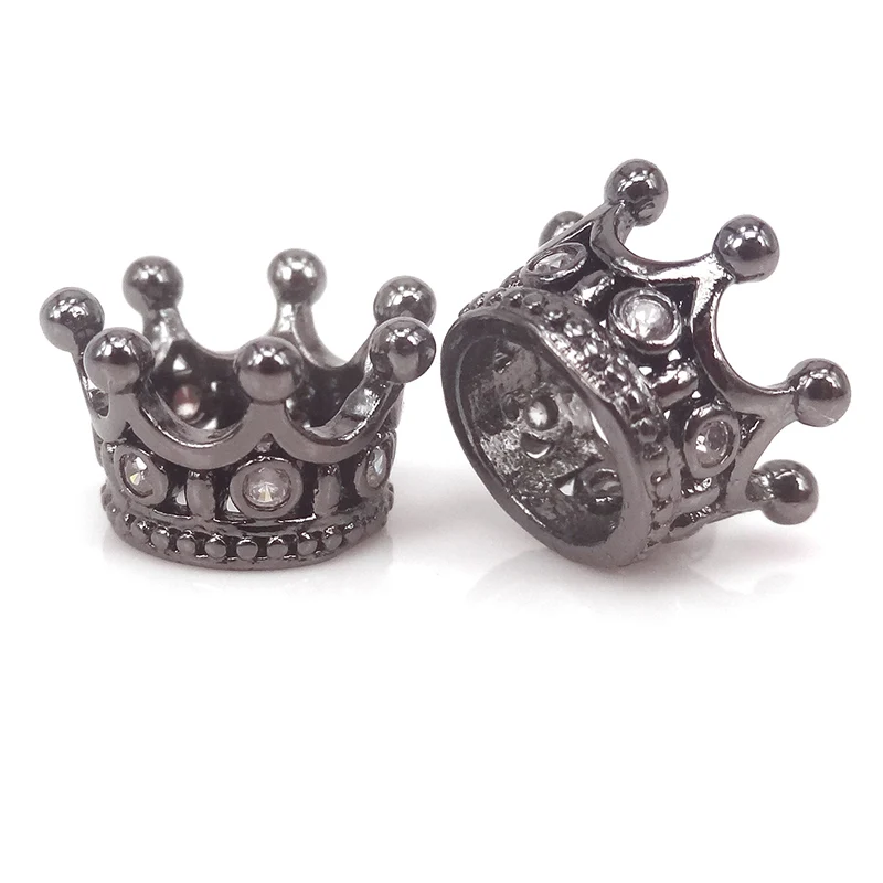 Латунь микро проложить CZ Корона Бусины золото цвет большое отверстие для Pandora