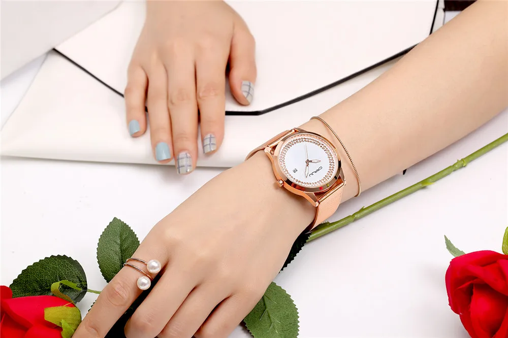 

CRRJU Super Slim Gold Mesh Stainless Steel Watches Women Top Brand Luxury Casual Clock Woman Wrist Watch Lady Relogio Feminino