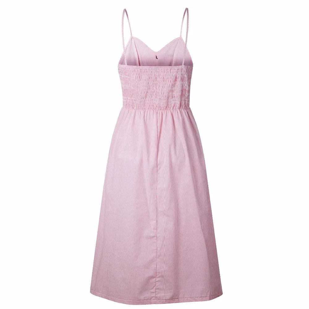 Женские сексуальные летние платья, Boho, плюс XXXL, без рукавов, на пуговицах, в полоску, сплошное, миди платье, сарафан с карманами