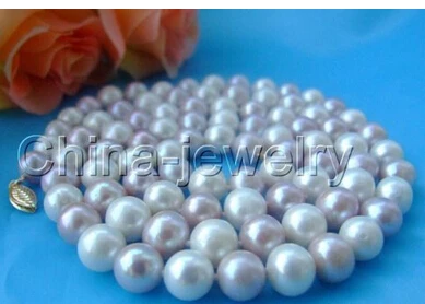 Aaa + 32 &quot 10 мм натуральный белый и фиолетовый круглый жемчуг пресноводных necklace 14k