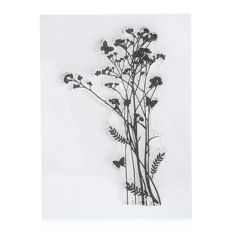 Новые прозрачные акриловые силиконовые штампы с цветочной травой для