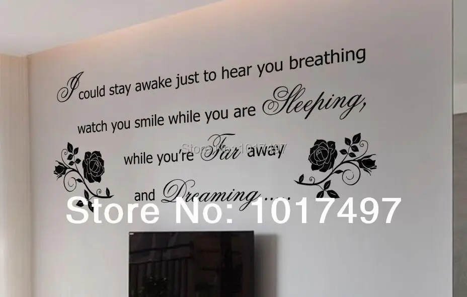 Романтичные наклейки на стену Спальня декор Aerosmith текст дышит роза wall Art
