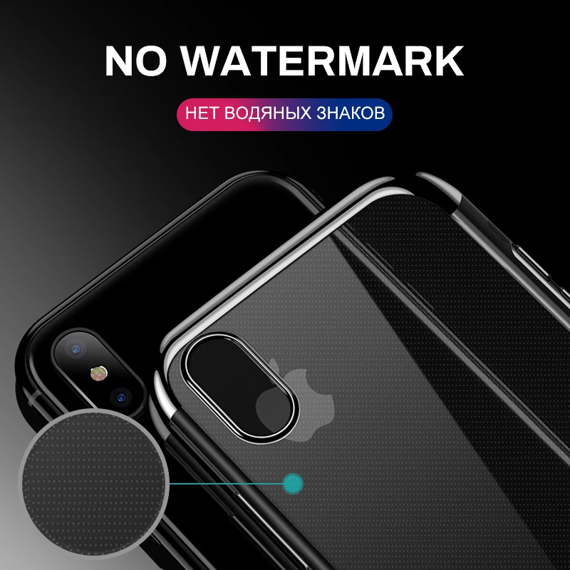 iONCT TPU Plating Phone Case For iPhone 6 7 8 X Cover Coque 6s Plus Luxury Transparent Cases Silicone Capa |