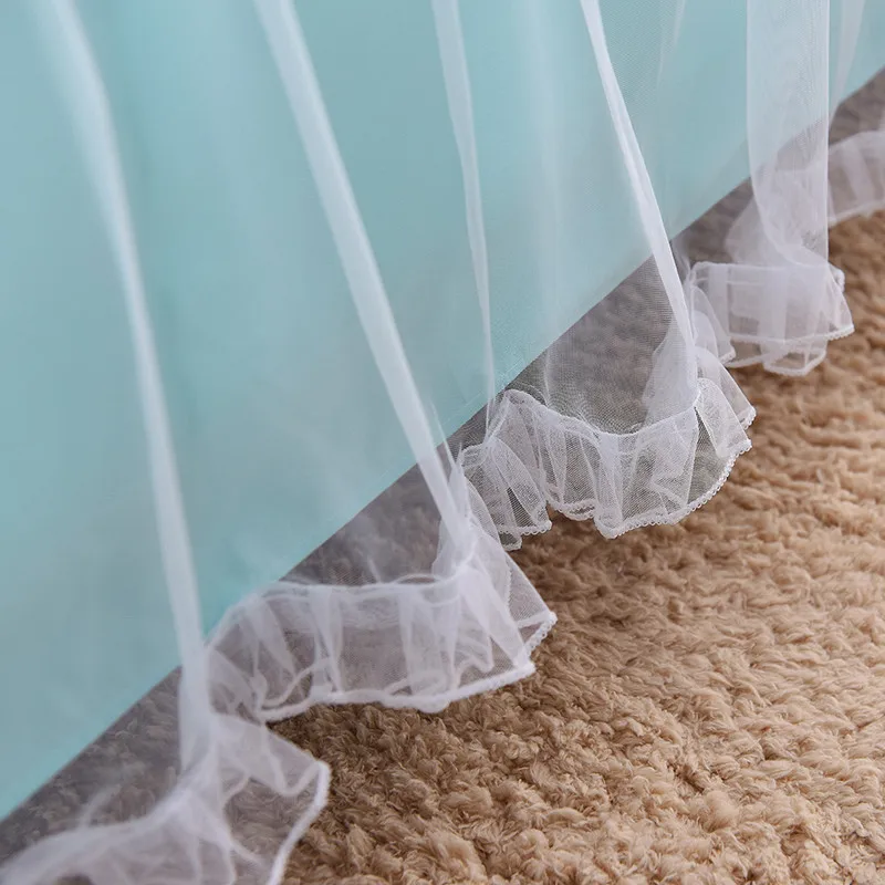 1 шт. Кружевная юбка кровать 2 наволочки голубое постельное белье Комплект