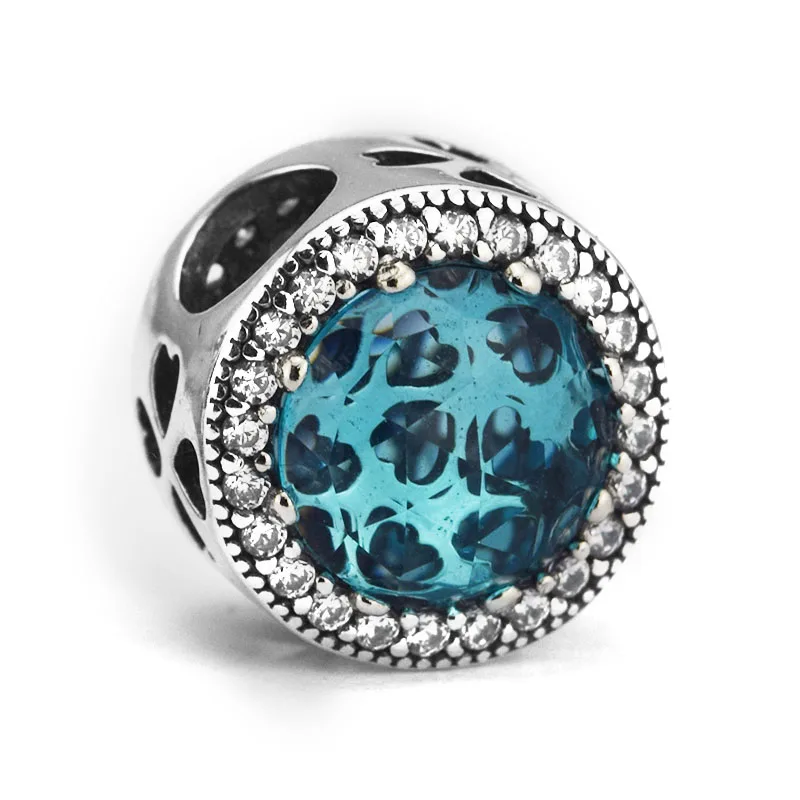 

CKK Fits Pandora Bracelet Blue Sparkling Hearts Beads For Jewelry Making Charms Sterling Silver 925 Original Bead Charm Kralen
