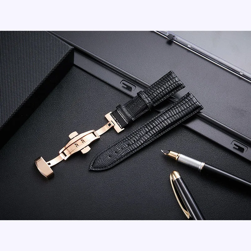 Ремешок для часов из натуральной кожи черный коричневый браслет с узором в виде