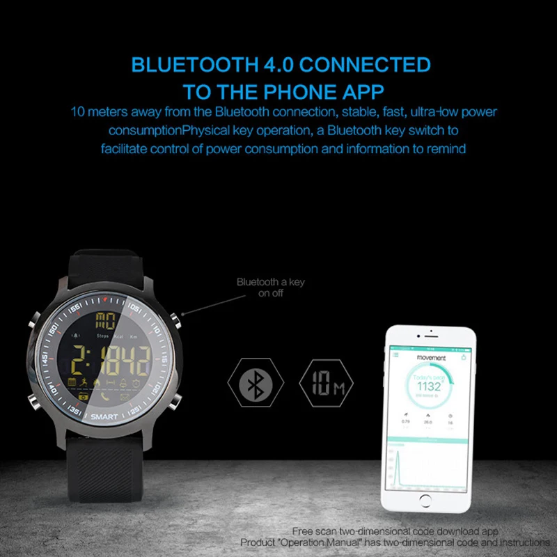 NIYOQUE EX18 IP67 Водонепроницаемый Bluetooth 4,0 Смарт-часы уведомления о звонках SMS смарт-Будильник спортивные часы для Android IOS Телефон