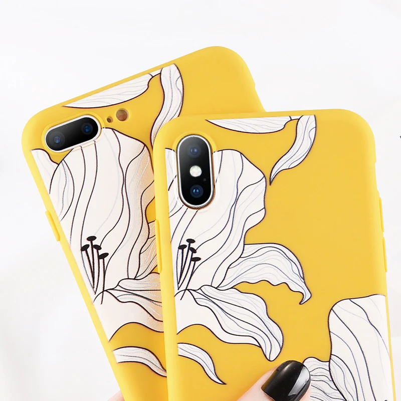 Чехол Moskado для iPhone 6 S 7 8 Plus X чехол красивый милый цветочный узор желтый мягкий ТПУ