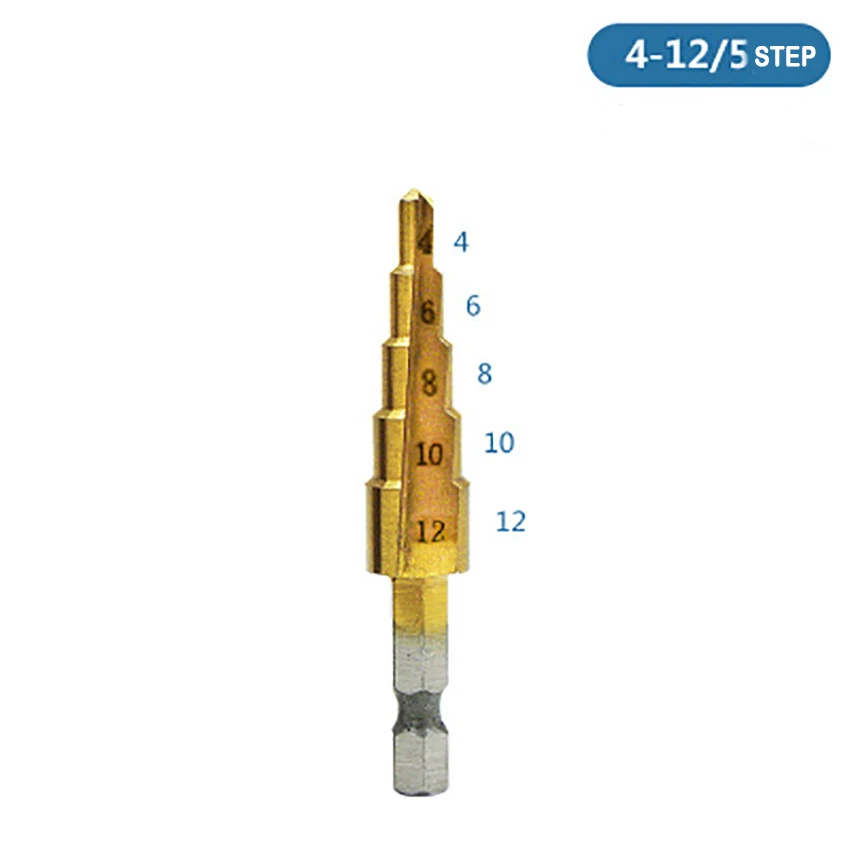 3pcs/set Hexagonal Handle Step Drill Pagoda Metal Cutter Bit Useful 4-32 4-20 4-12 Spiral Flute Steel Plate Opener | Инструменты