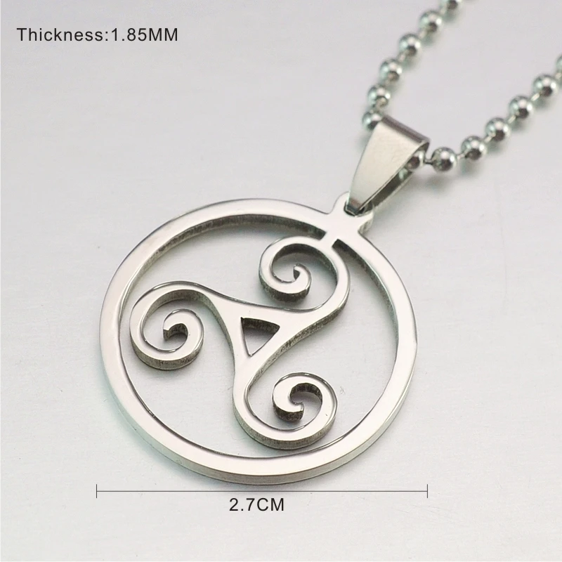 Ожерелье с круглым кулоном из нержавеющей стали Triskelion Triskele свободная цепочка