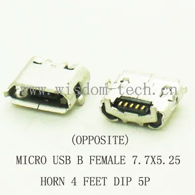10 шт./лот разъем типа B Micro USB 7 7x5 25 4-футовый DIP 5P плоский рот (OPPOISITE) | Обустройство