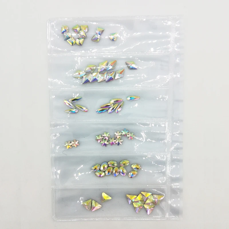 

LEAMX 60 Pcs AB Crystal Glass 3D Nail Art Rhinestones Rainbow Flatback Stones Jewelry Diamond Gems DIY Manicure Nails Decoration