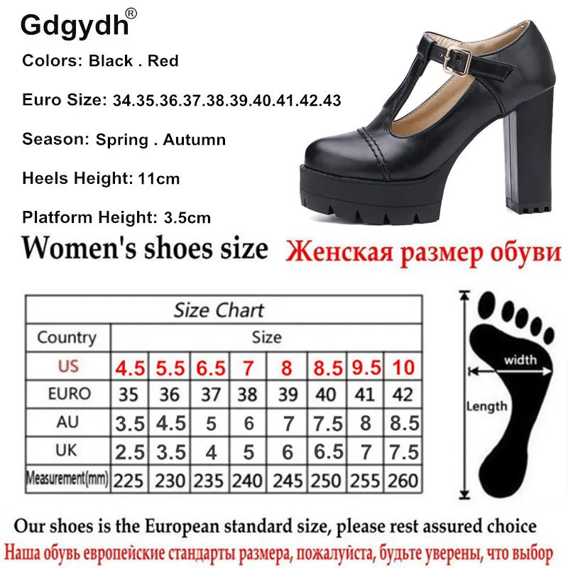 Женские туфли с Т образной пряжкой Gdgydh черные лодочки на толстом каблуке и