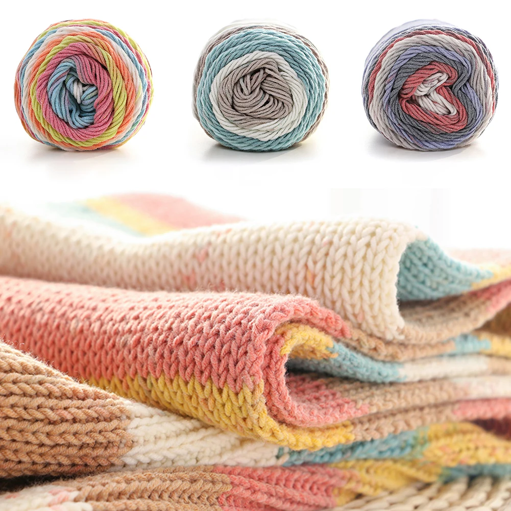 193M 5 Strand Yarn Wool Handmade Scarf Baby Knitted Segment Rainbow Sweater Dyed DIY | Дом и сад