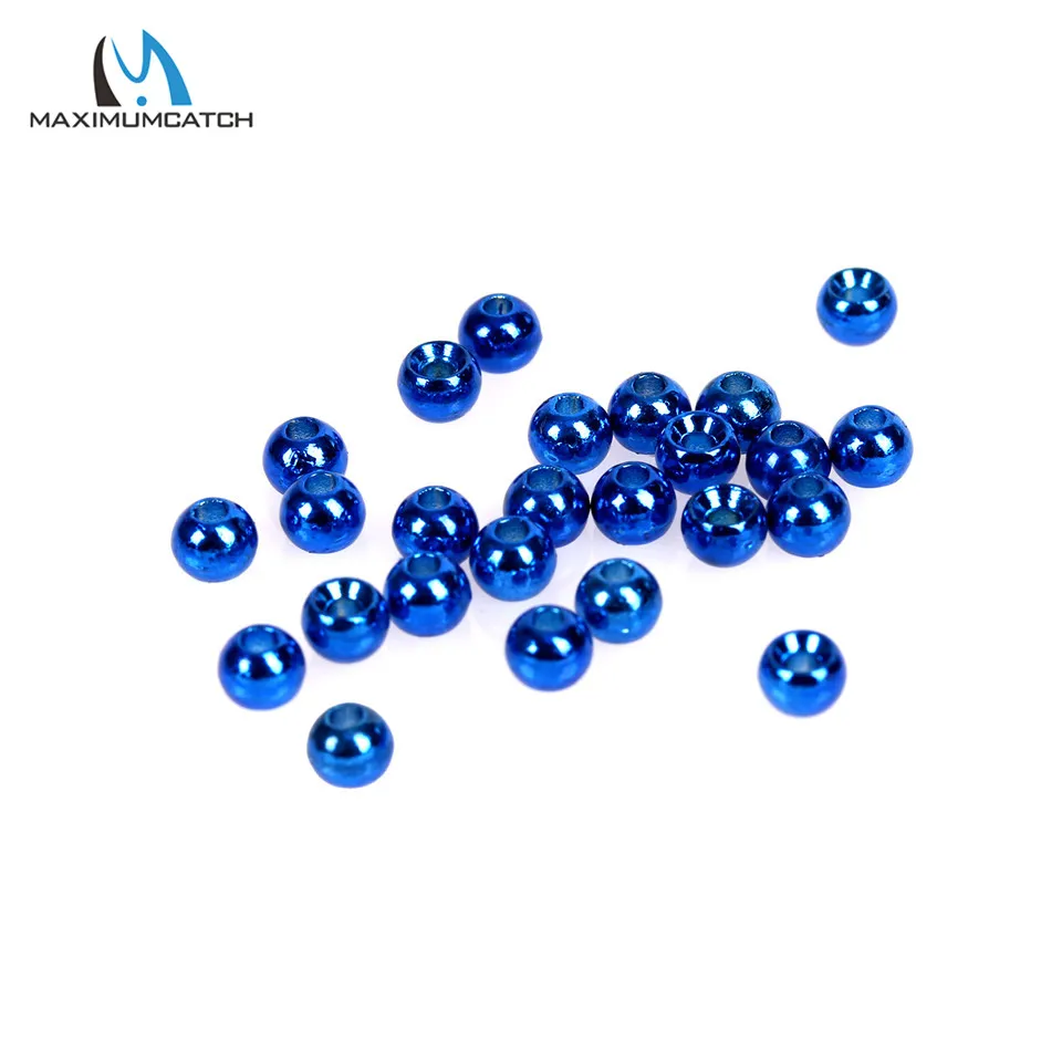 Metalic Blue Maximumcatch 25 шт./лот, 2,0-4,6 мм, вольфрамовые бусины для завязывания мушек, круглый шар с головой Нимфы, материал для завязывания мушек, 18 разных цветов - Цвет: Metalic Blue