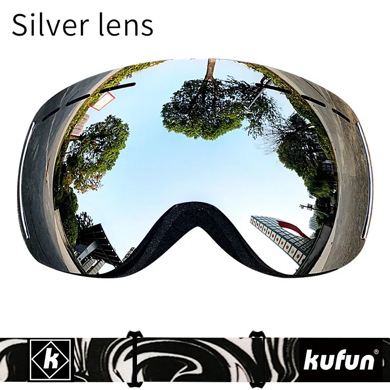 Silvery Брендовые лыжные очки двухслойные UV400 Анти-туман большой Лыжная маска очки на лыжах мужские и женские зимние очки для катания на сноуборде Горнолыжные очки сноуборд доска лыжные очки сноуборд доска маска для сноуборд - Цвет: Silvery