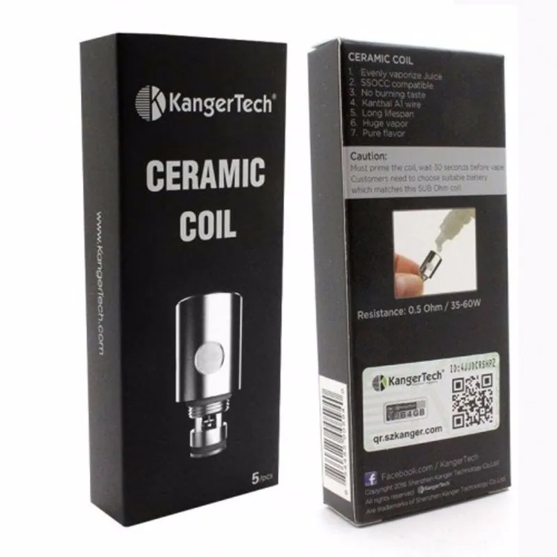 100% оригинальная керамическая катушка Kanger 0.5ohm Сменная головка для Subtank/Toptank 5 шт./лот|ceramic coil|coil replacementreplacement coil |