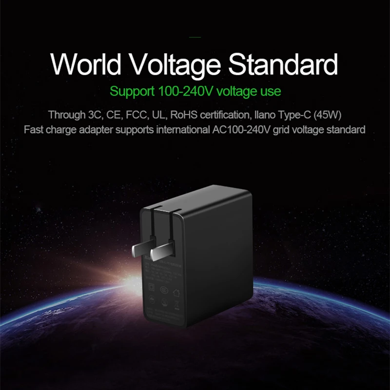 Llanousb-C зарядное устройство 45 Вт адаптер питания Тип-C USB порт PD 2 0 Быстрая зарядка QC