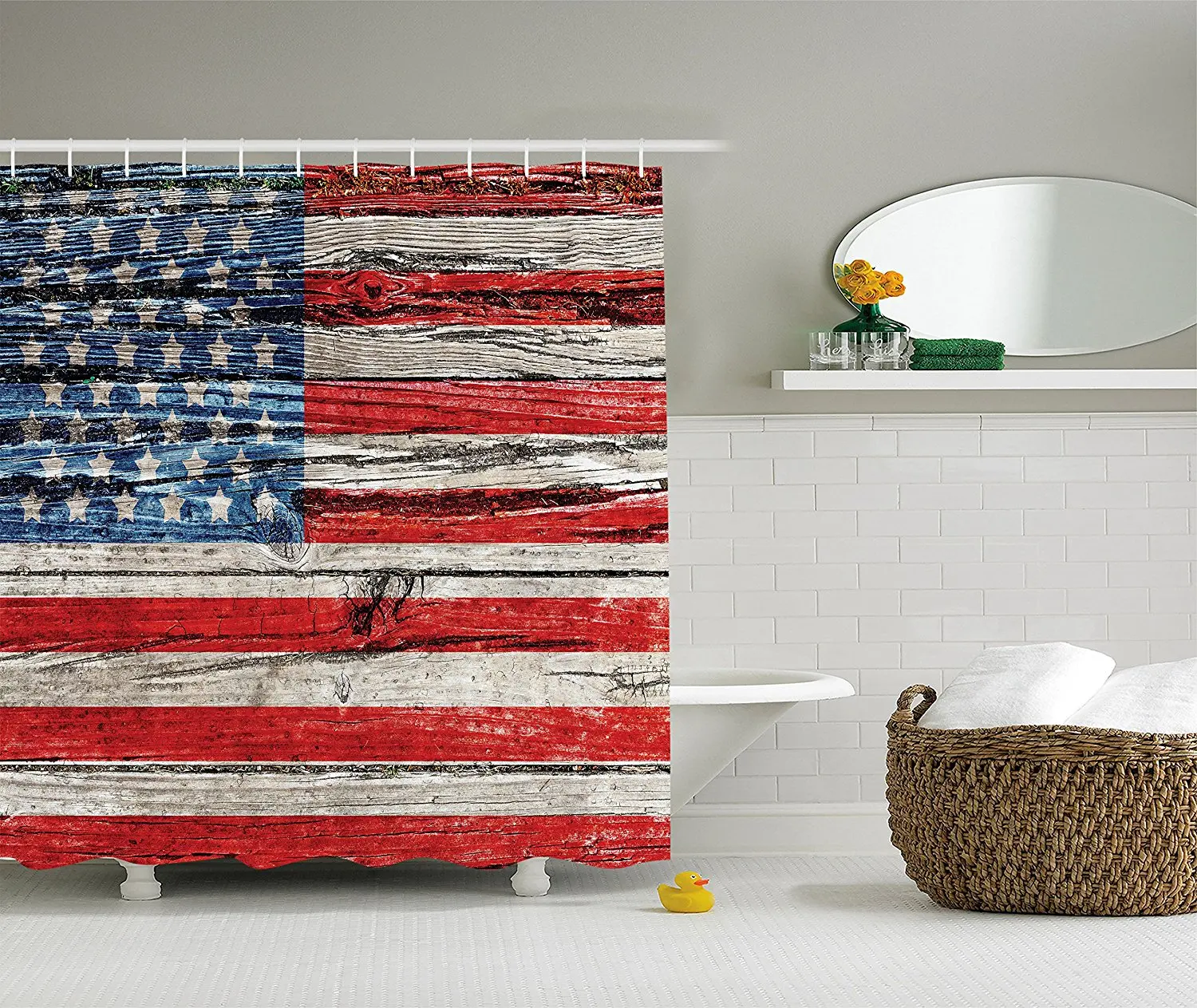 Американский флаг занавески для душа США Декор окрашенные старые деревянные