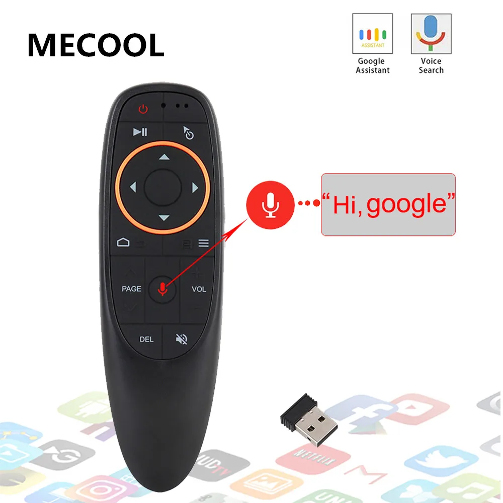 MECOOL G10 голосового Air Мышь 2,4 ГГц Беспроводной Google микрофон дистанционного Управление ИК-обучения 6-осевой гироскоп для Android ТВ коробка ПК