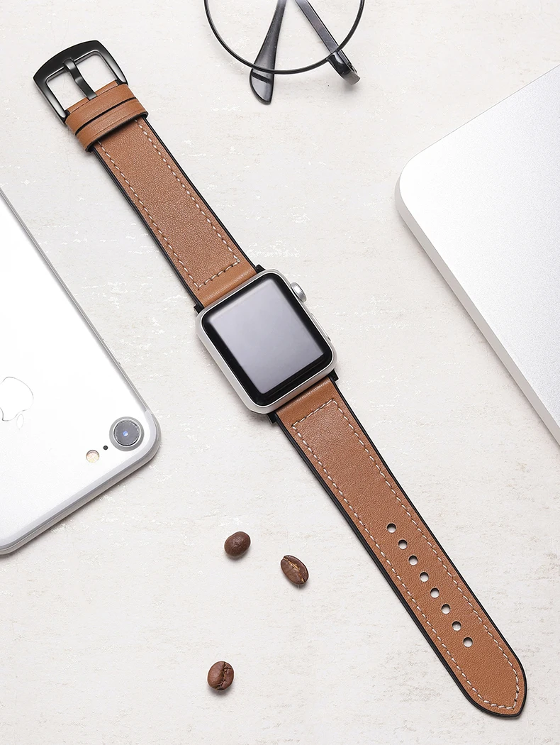 Кутить кожаный силиконовый ремешок для наручных часов Apple Watch, версии 3/2/1 38 мм 42 мм браслет ремешок для наручных часов iwatch серии 4 40 мм, длина-44 мм, ремешок для часов