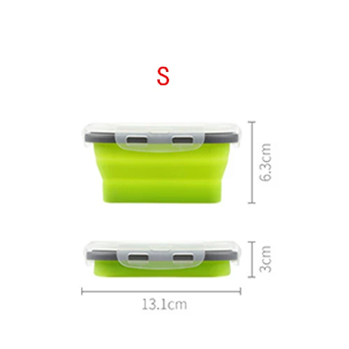 1pcs Green 4 шт. силиконовые Коробки для обедов Портативный чаша красочный складной Еда обеденный контейнер 350/500/800/1200 мл экологически чистые - Цвет: 1pcs Green